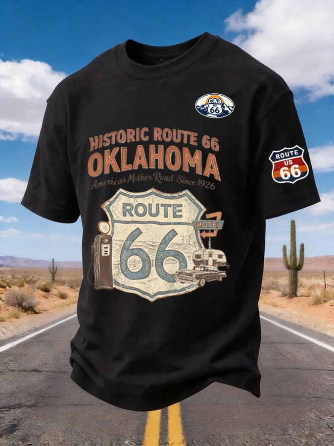 Men's Historic Route 66 Oklahoma Printed Short-sleeved T-shirt