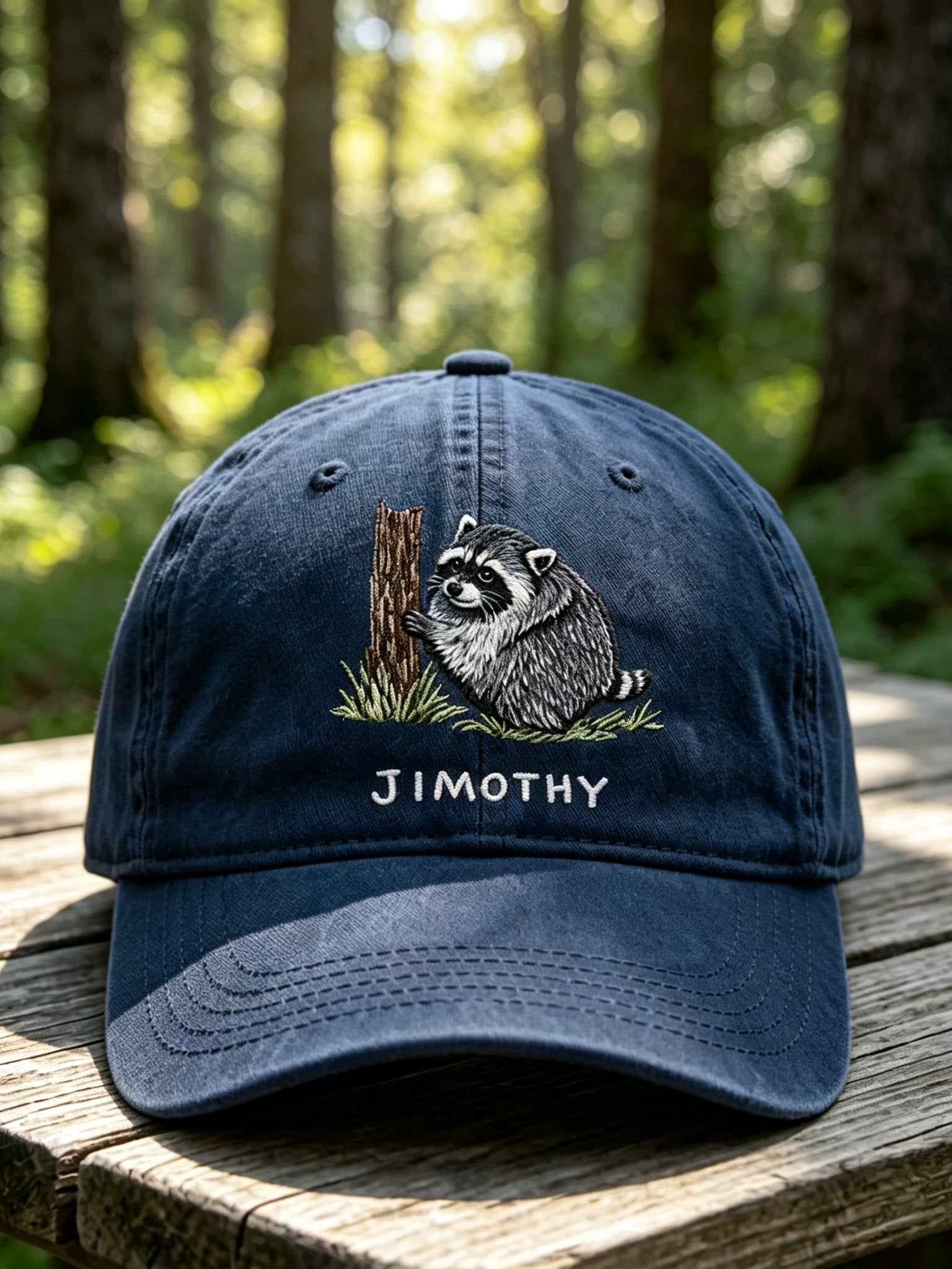 Retro Jimothy Raccoon Print Baseball Cap