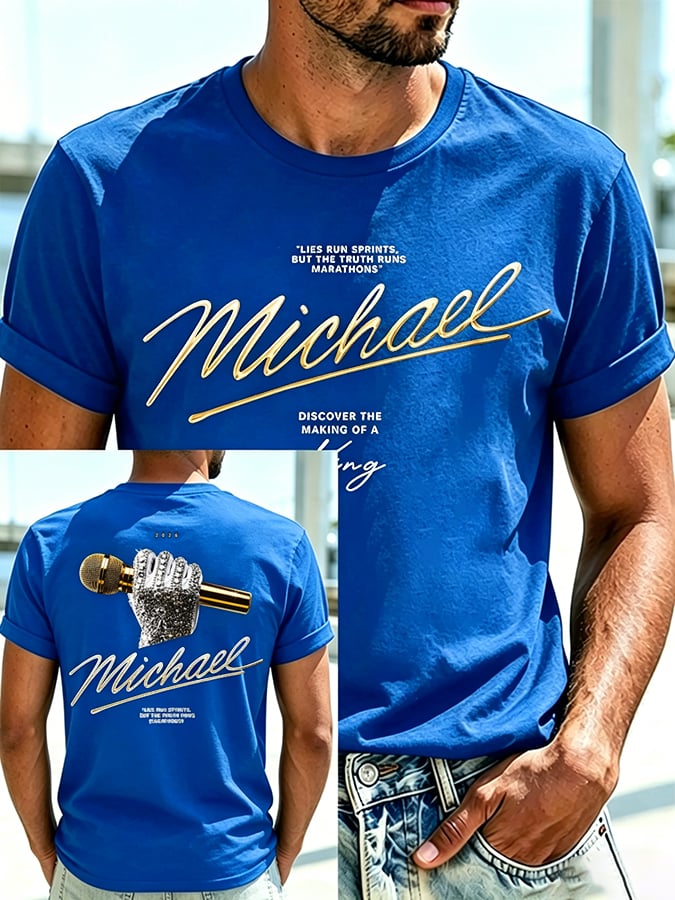 Men's Pop Music Inspired Printed Casual T-shirt
