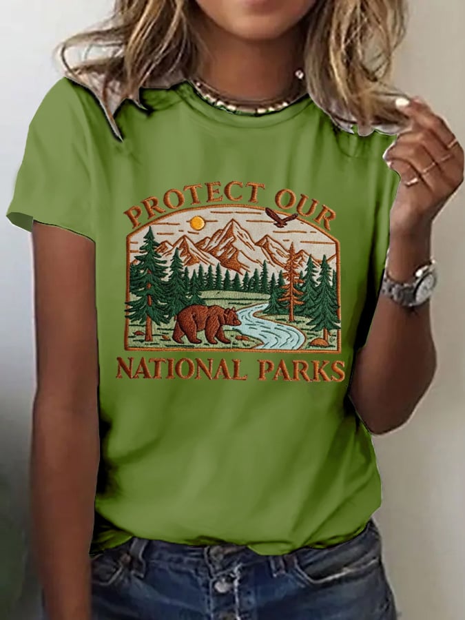 Women's Fashion Casual National Park Protection T-Shirt