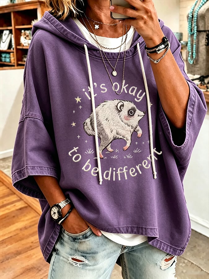 Women's It's Okay To Be Different Print Hooded Sweatshirt