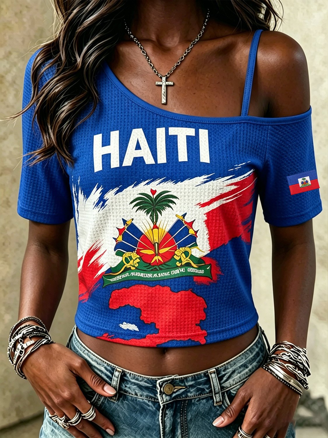 African-American Women's World Cup Haiti Team Fan Printed Top