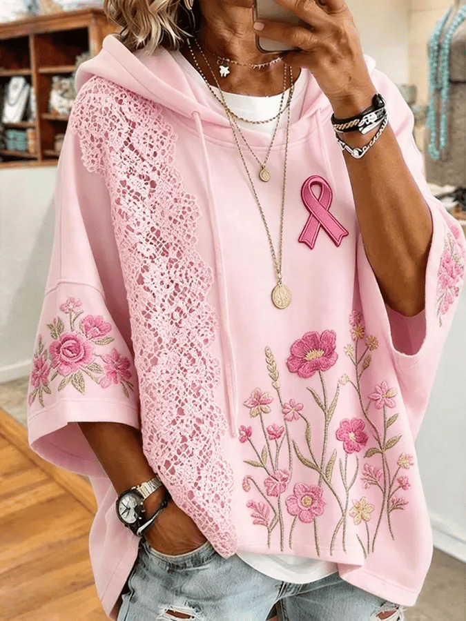 Women'S Breast Cancer Awareness Month Printed Super Large Hoodie