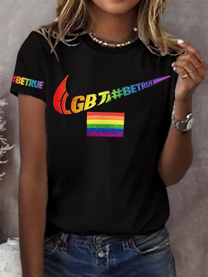 Retro Pride Parade Be True Print T-Shirt