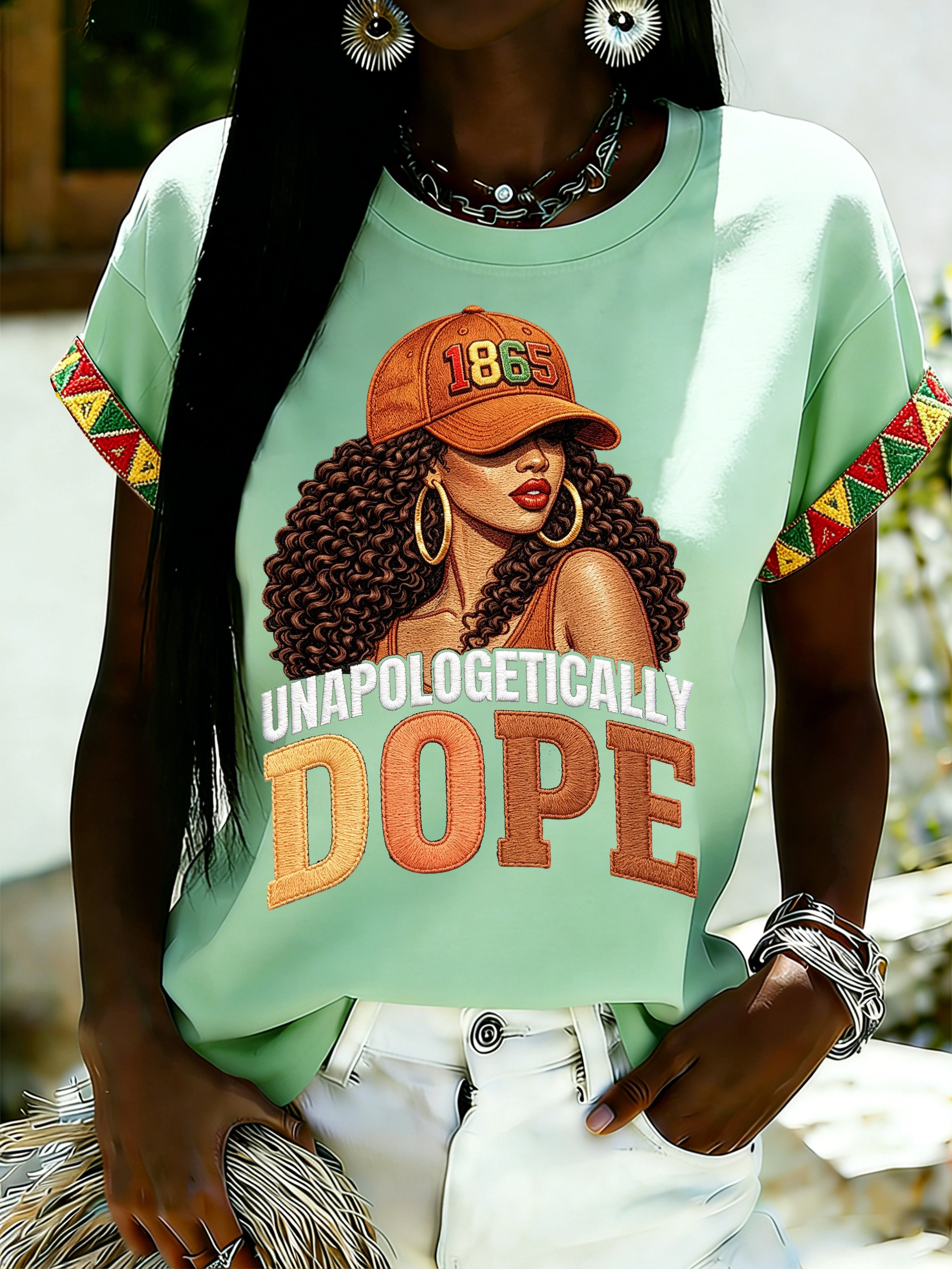African American Women's Juneteenth Print Top