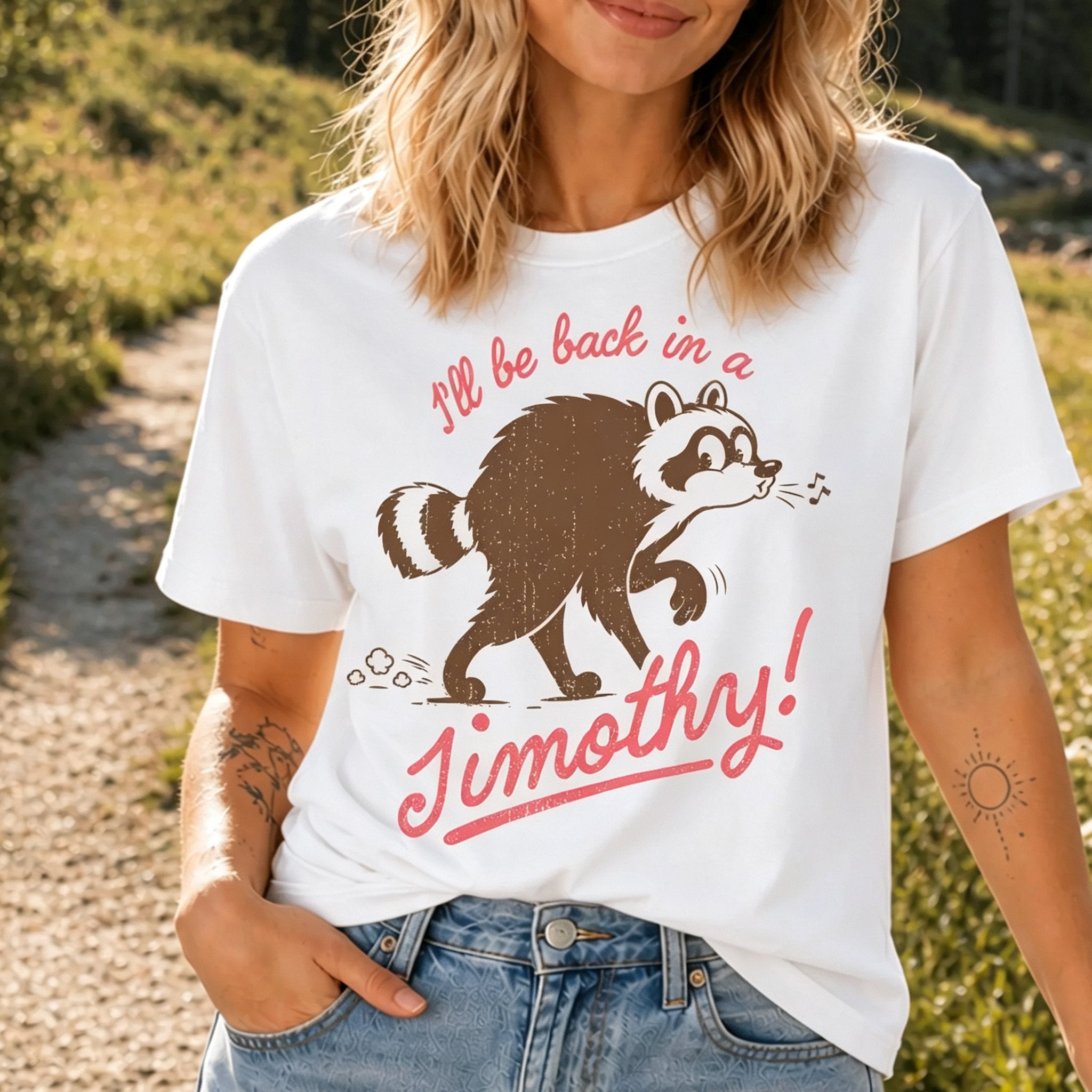 Women's Funny Vintage Jimothy Raccoon Art Printed T-shirt