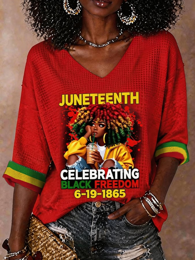 Juneteenth Celebrates The Freedom Of Black People June 19, 1865. Women'S Juneteenth Printed T-Shirt
