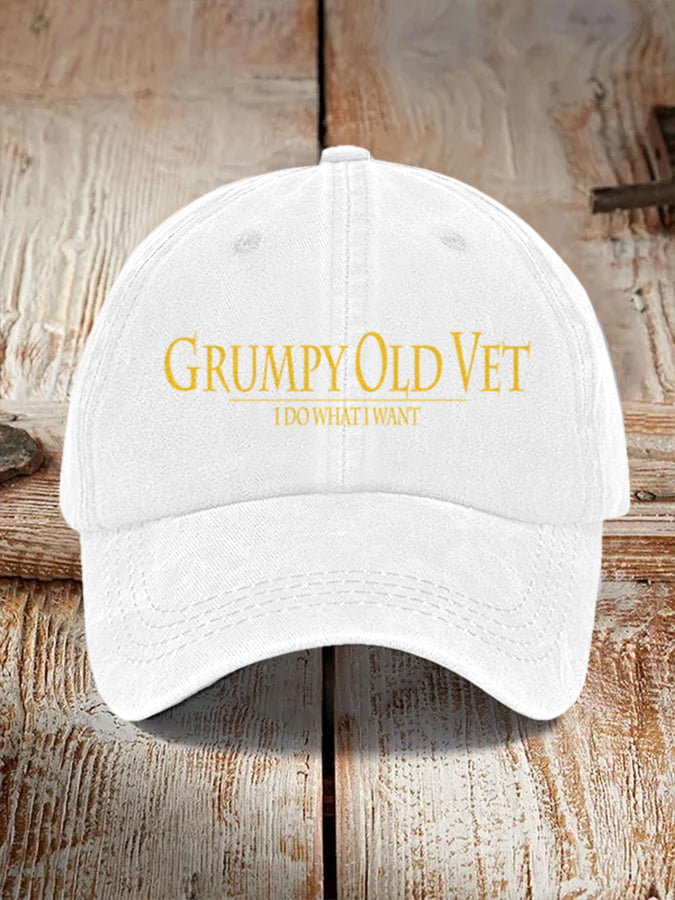 Men's Vintage Grumpy OLD Vet Print Hat