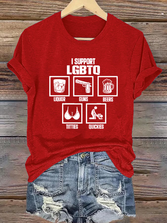 Women's  I SUPPORT LGBTQ Printed T-Shirt