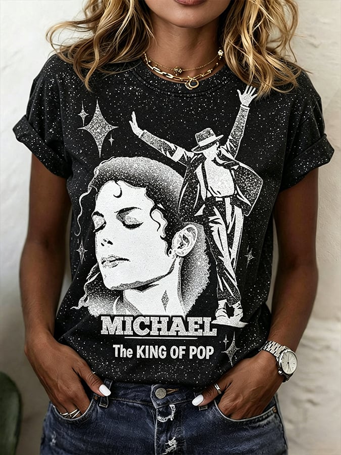 Women's Superstar Art Print Round Neck T-Shirt