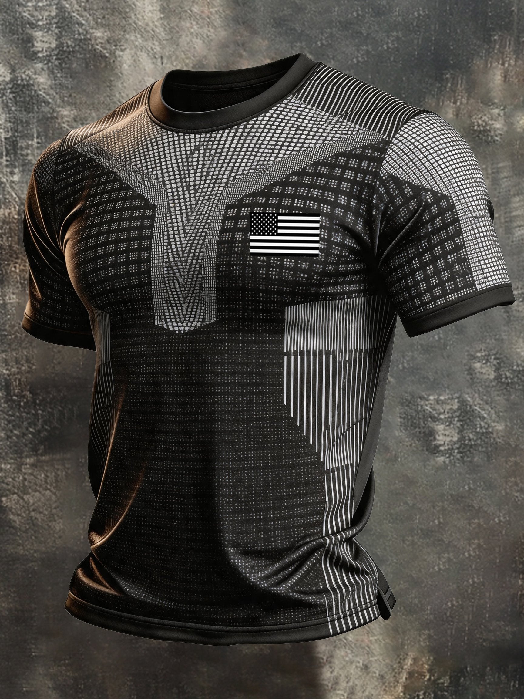 Men's Vintage Patriot Color Block Print Short Sleeve T-Shirt