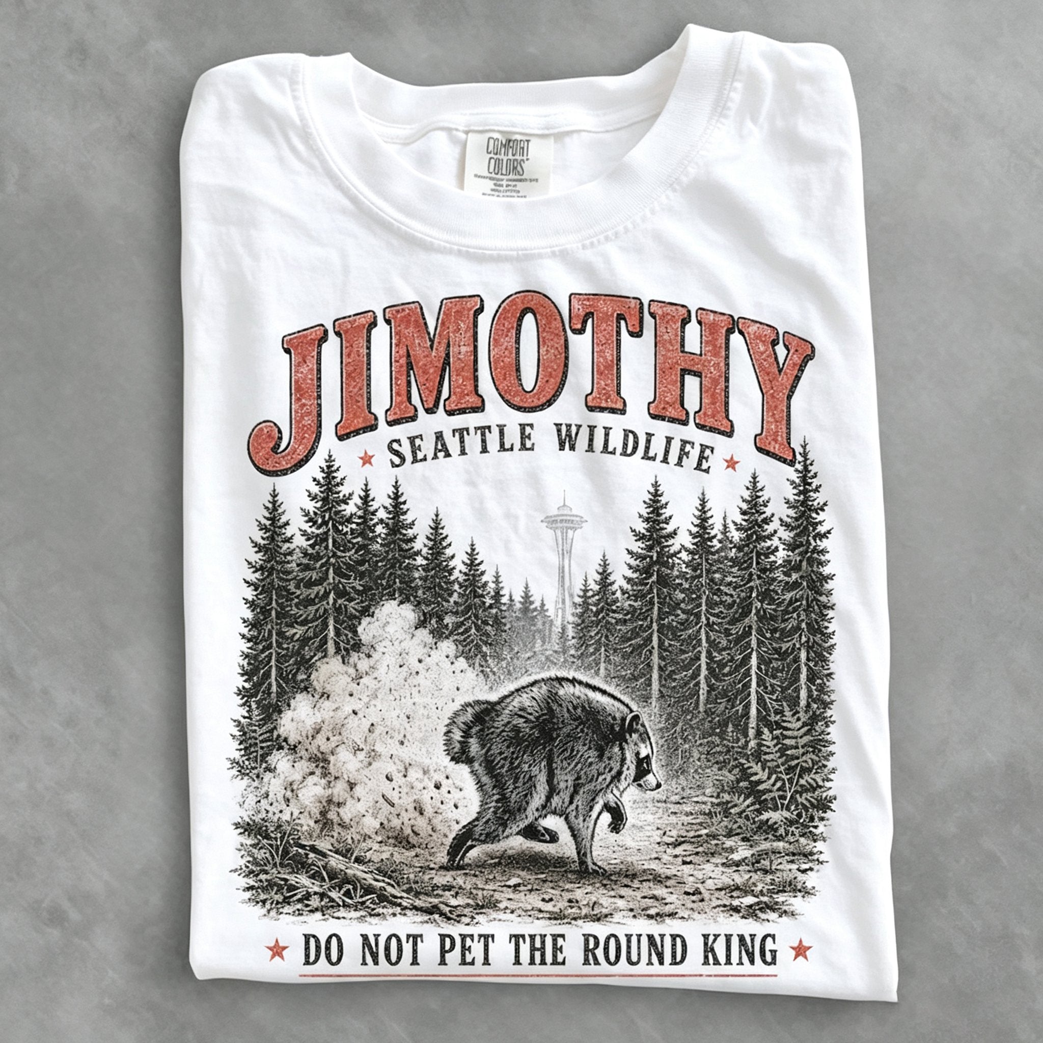 Women's Funny Vintage Jimothy Raccoon Art Printed T-shirt