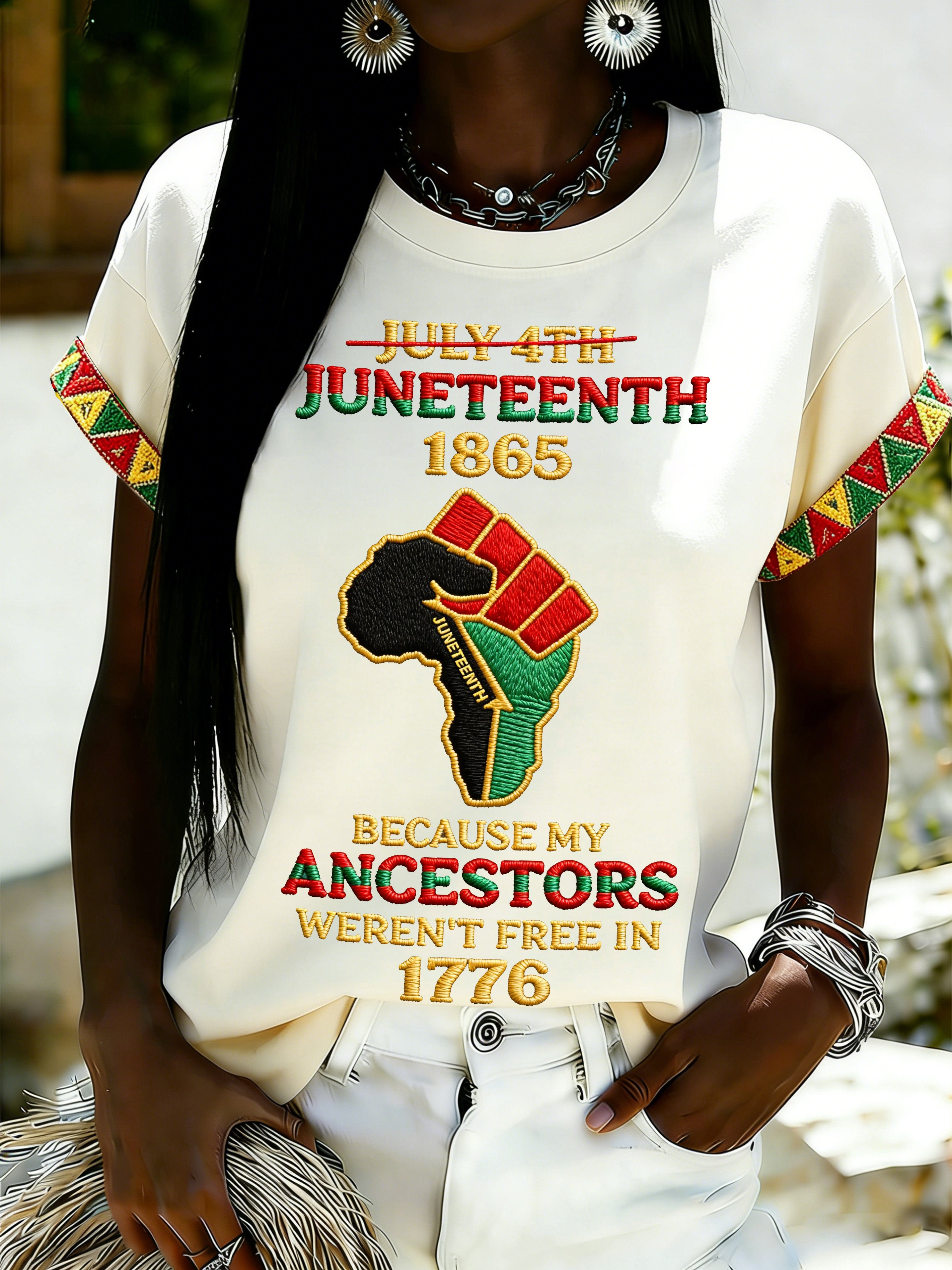 African American Women's Juneteenth Print Top