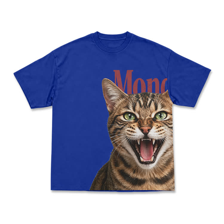 Expressive Tabby Cat Print Graphic T-Shirt