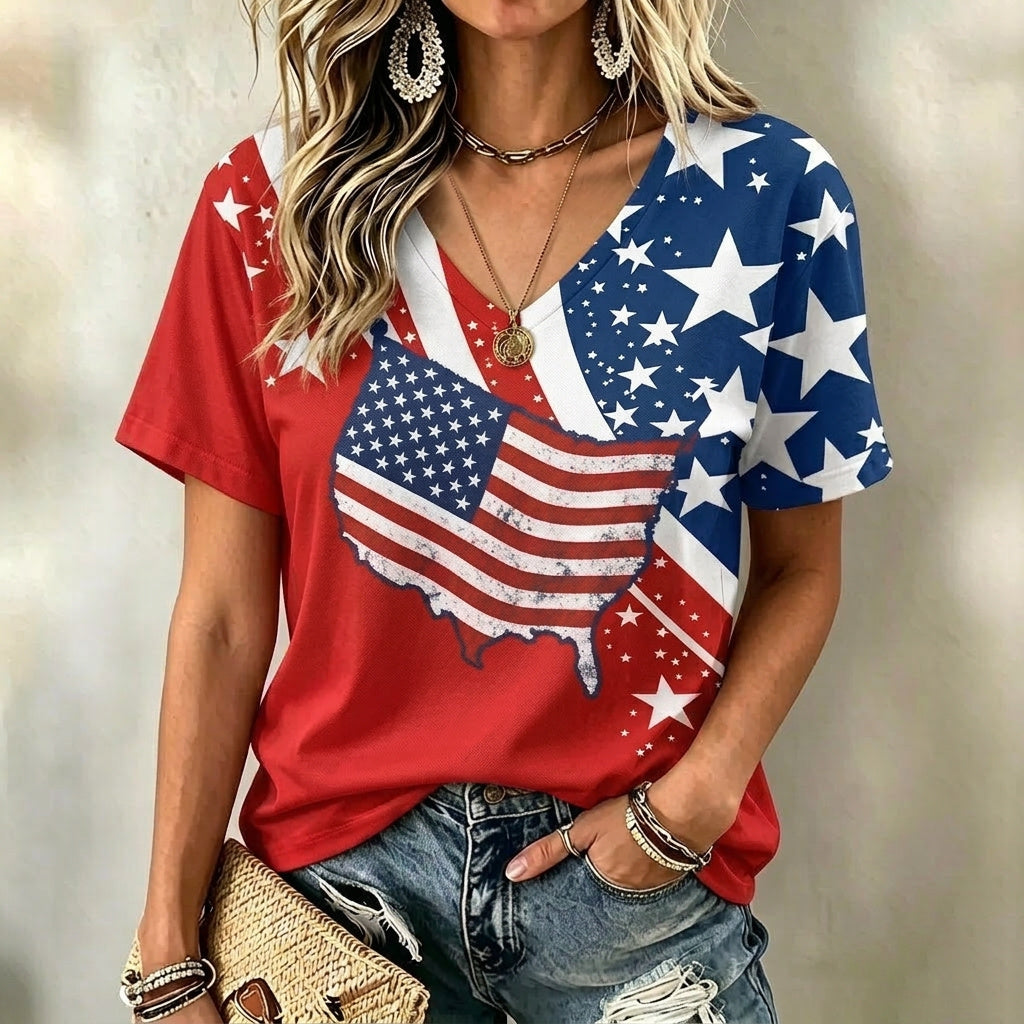 Women's Vintage Flag Art Print Tshirt