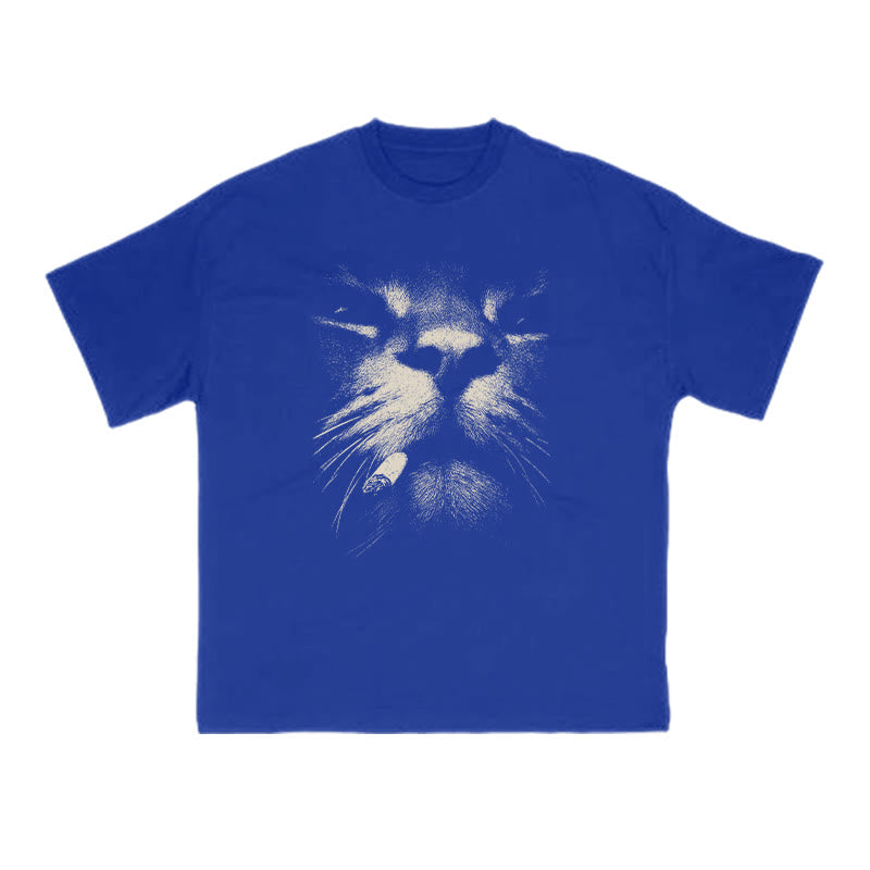 A Badass Smoking Cat Print T-shirt