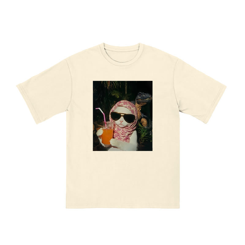 Unisex Holiday Cat Print T-shirt