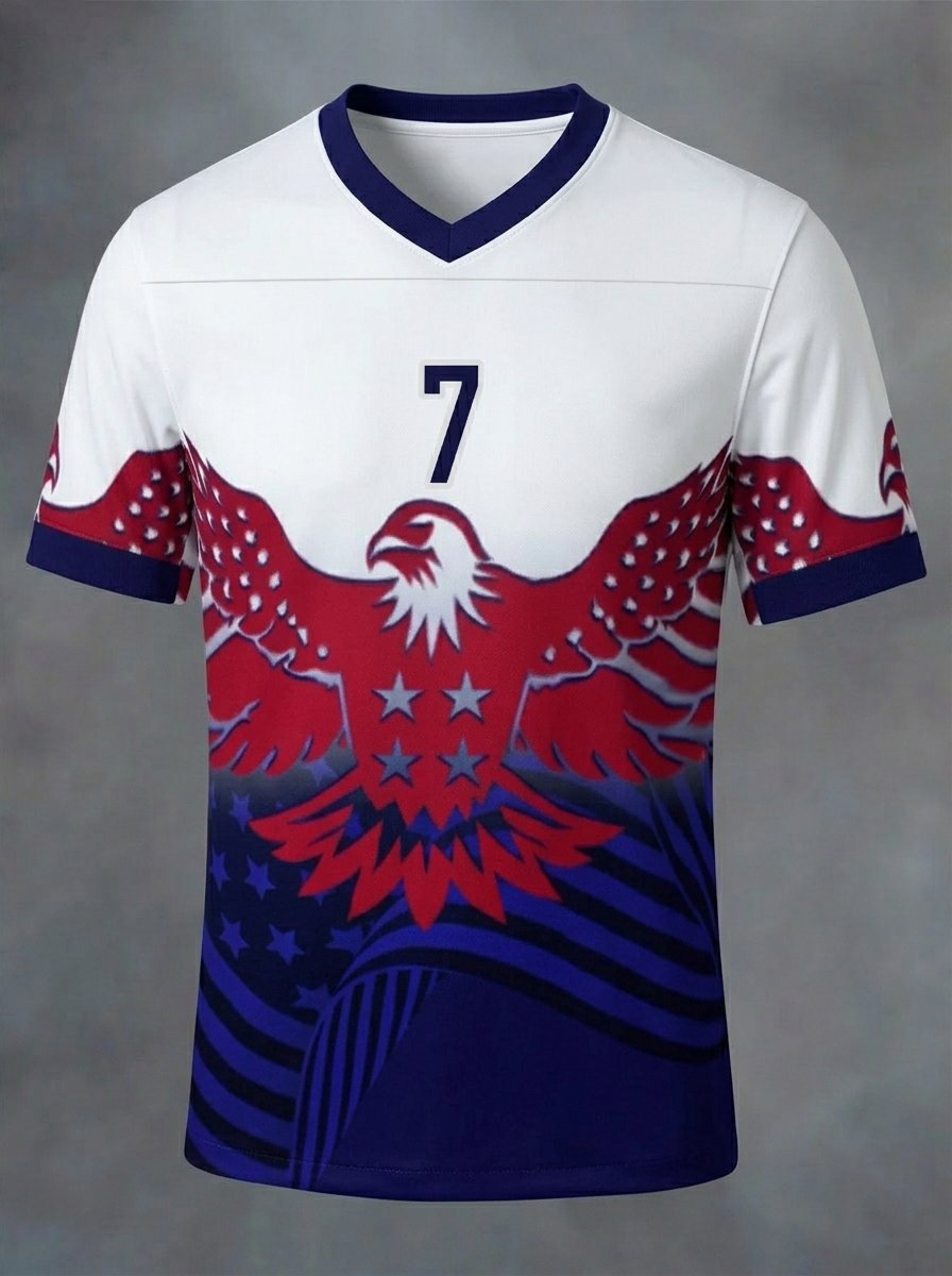 Men's American Soccer World Cup Short-Sleeved Sports T-Shirt