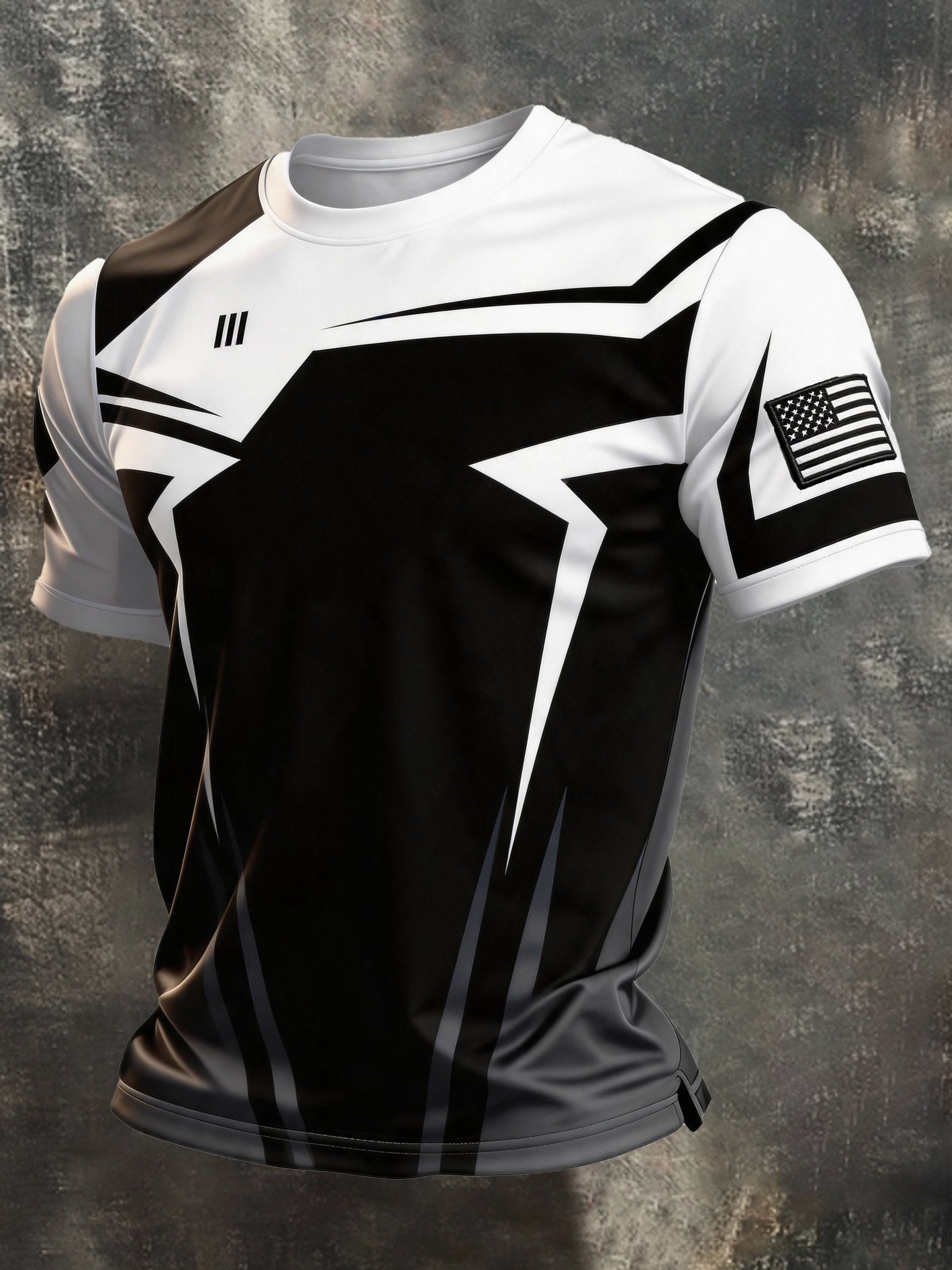 Men's Vintage Patriot Color Block Print Short Sleeve T-Shirt