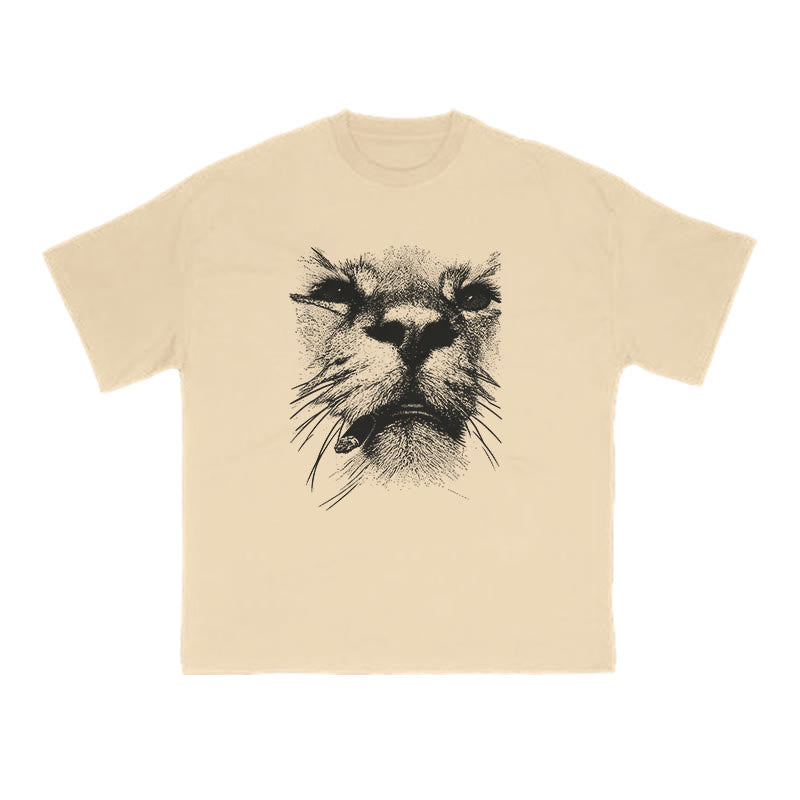 A Badass Smoking Cat Print T-shirt