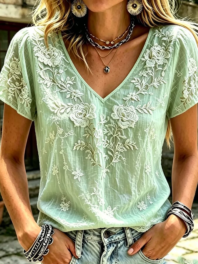 Women's Vintage Print Casual T-Shirt