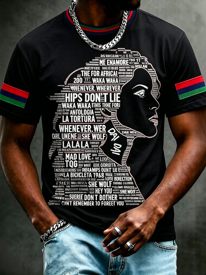 Men's World Cup Theme — "Dai Dai" Crew Neck, Short-Sleeve Printed T-Shirt