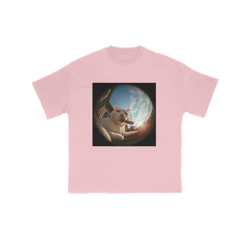 Unisex 100% Cat In Camera Print T-shirt