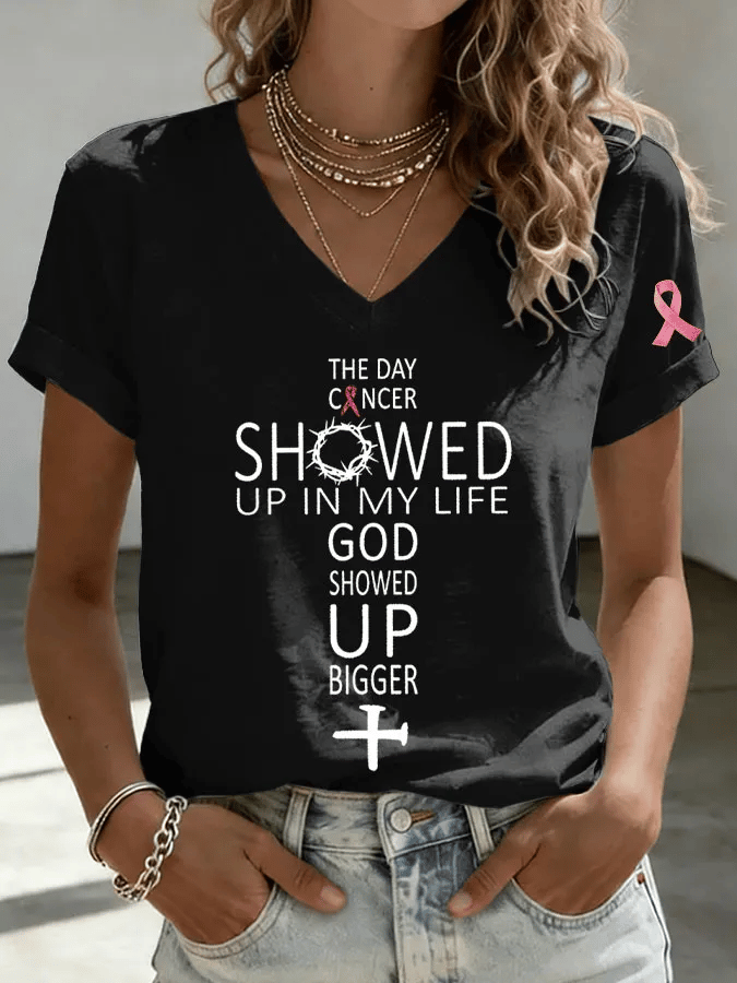 Women's Breast Cancer Awareness Printed Casual T-Shirt