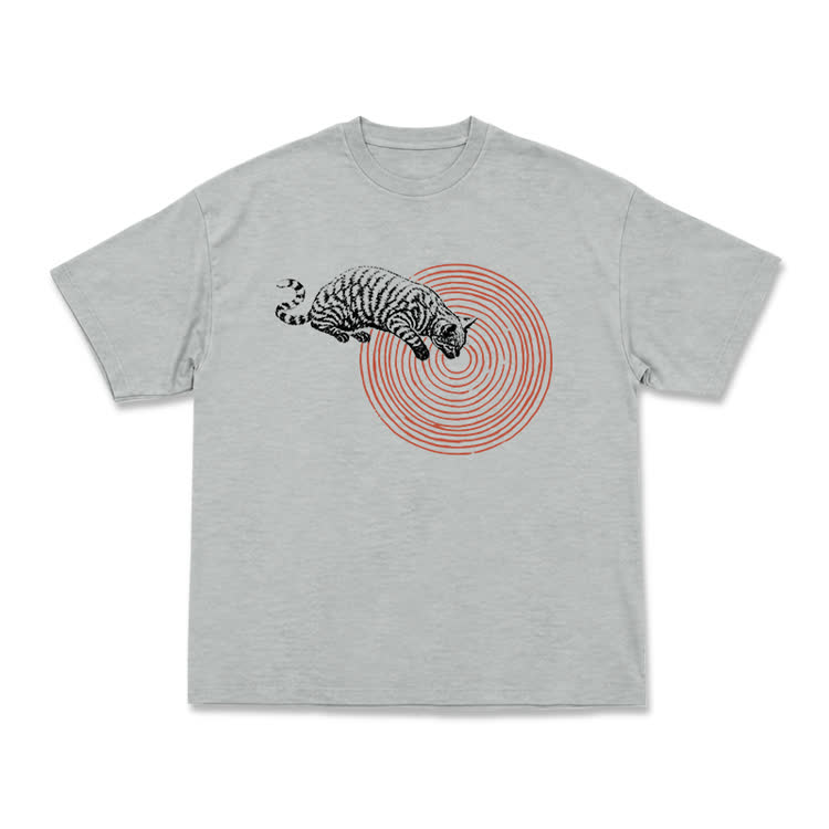 Casual Cat Target Graphic Print T-shirt