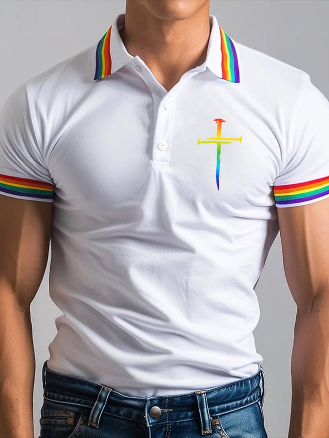 Men's Cross Print Polo Shirt