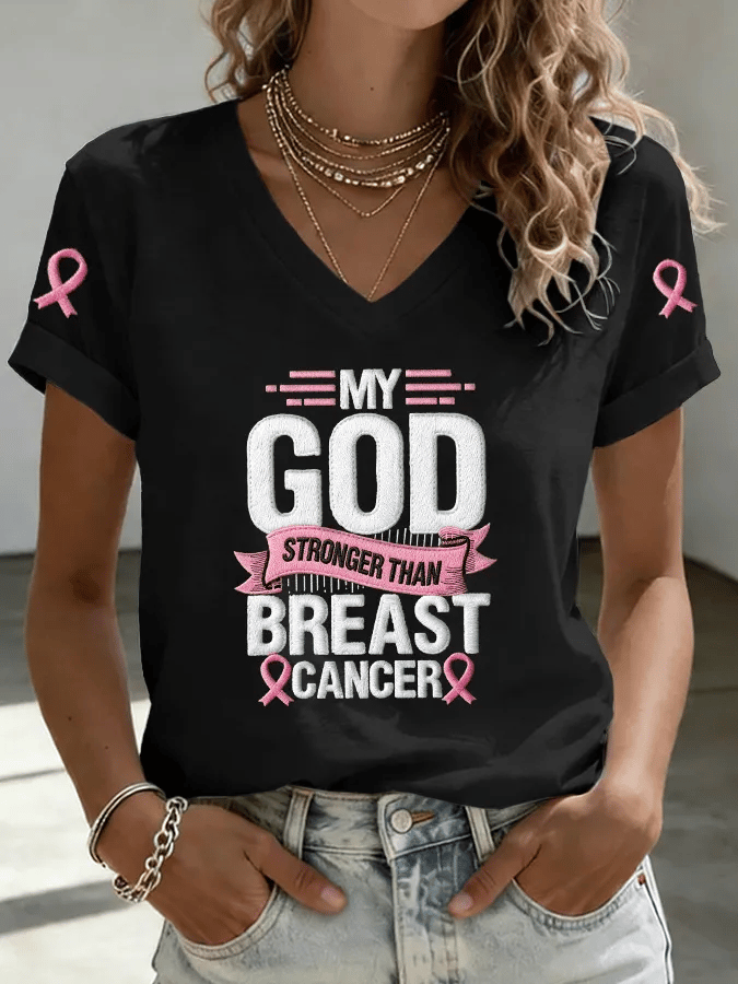 Women's Breast Cancer Awareness Print T-shirt