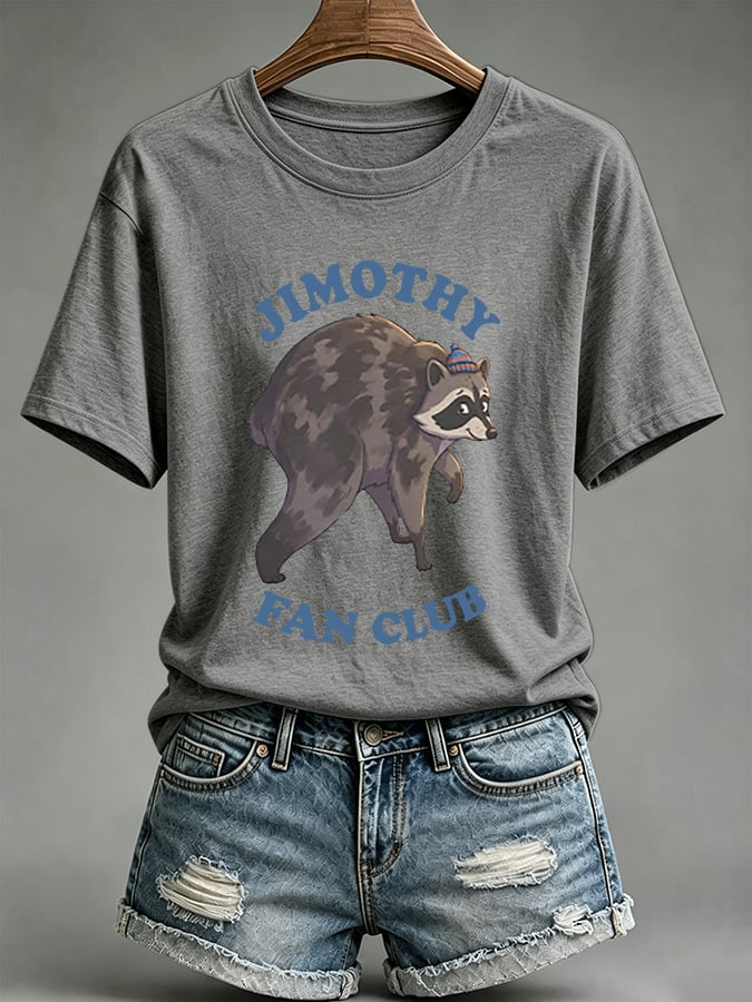 Women's Retro Jimothy Fan Club Print Comfortable T-Shirt