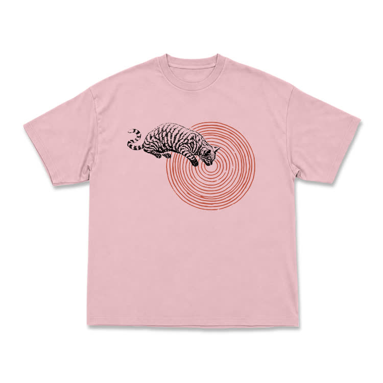 Casual Cat Target Graphic Print T-shirt