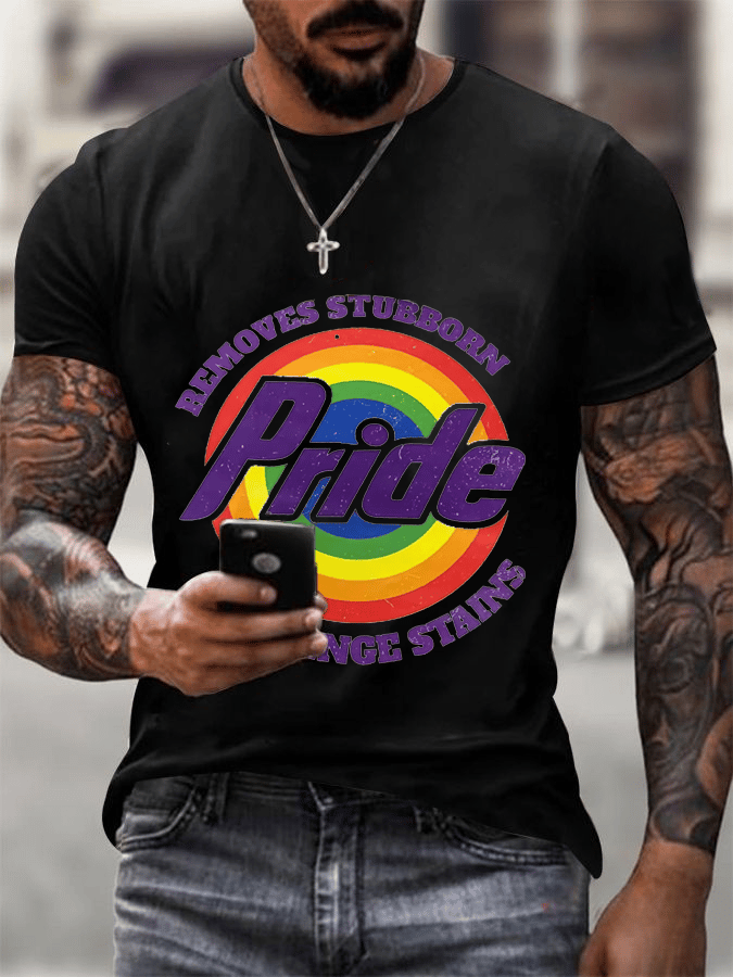 Men's Pride Rainbow Print Casual Crew Neck T-Shirt