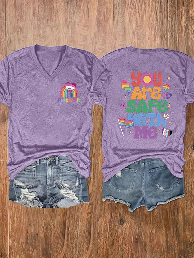 Women's You Are Safe With Me Print T-shirt