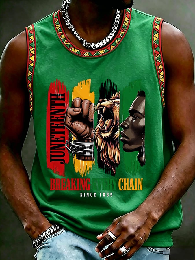 Men's Juneteenth Breaking Every Chain We Rise Printed Top