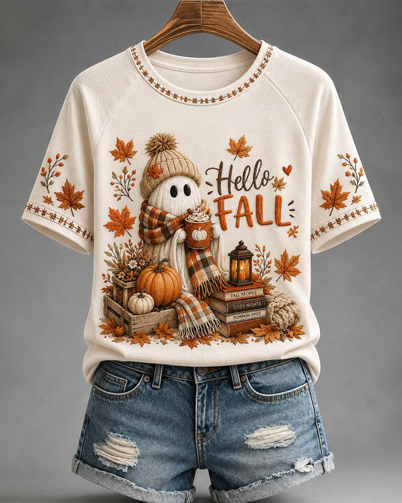 Women's Hello Autumn Fun Pumpkin T-Shirt
