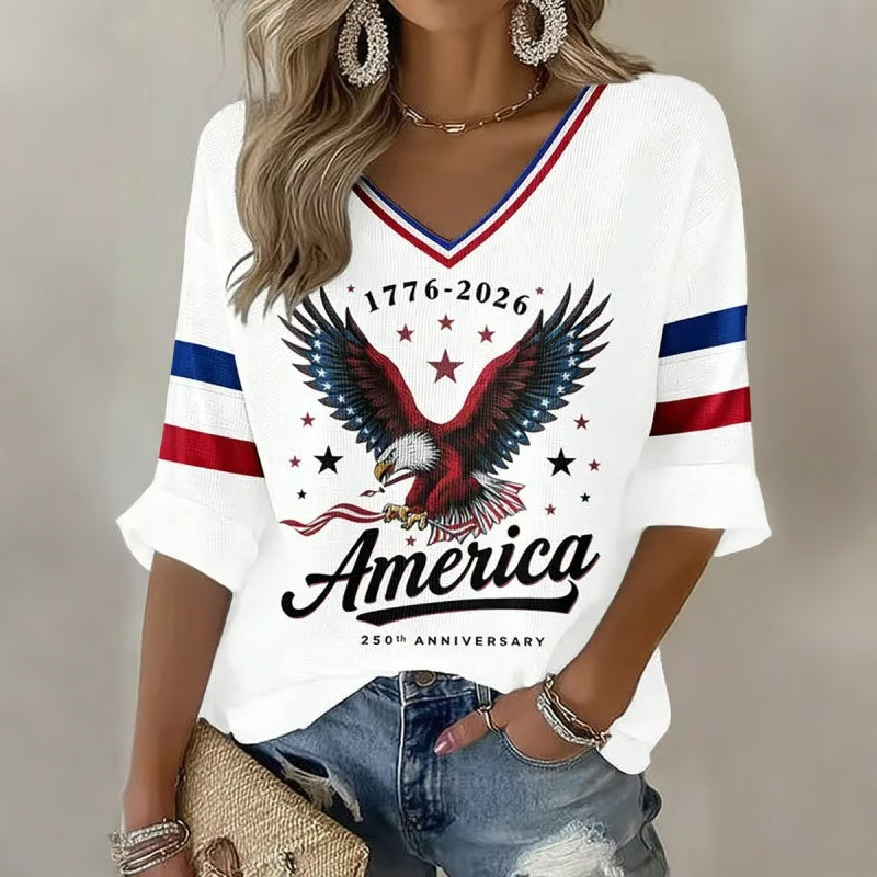 Women's Flag Art Print Linen T-shirt