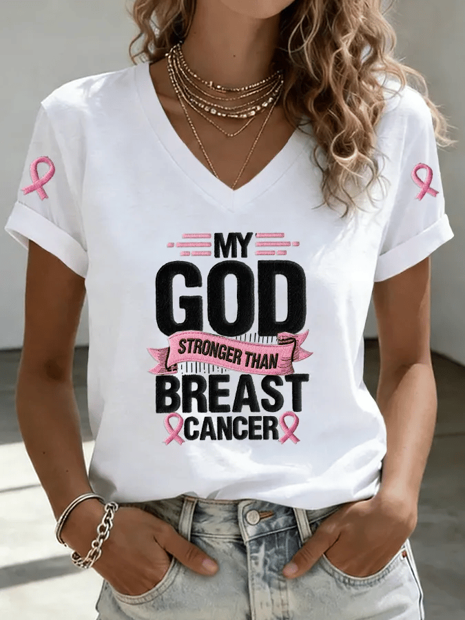 Women's Breast Cancer Awareness Print T-shirt