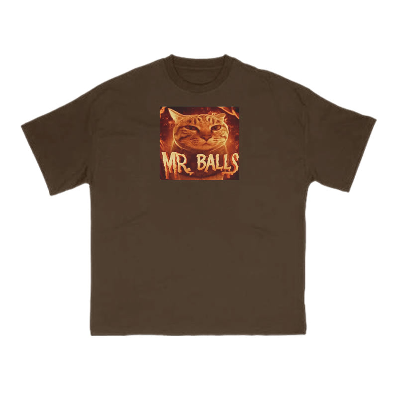 Funny Meme Cat Mr. Balls Print T-shirt