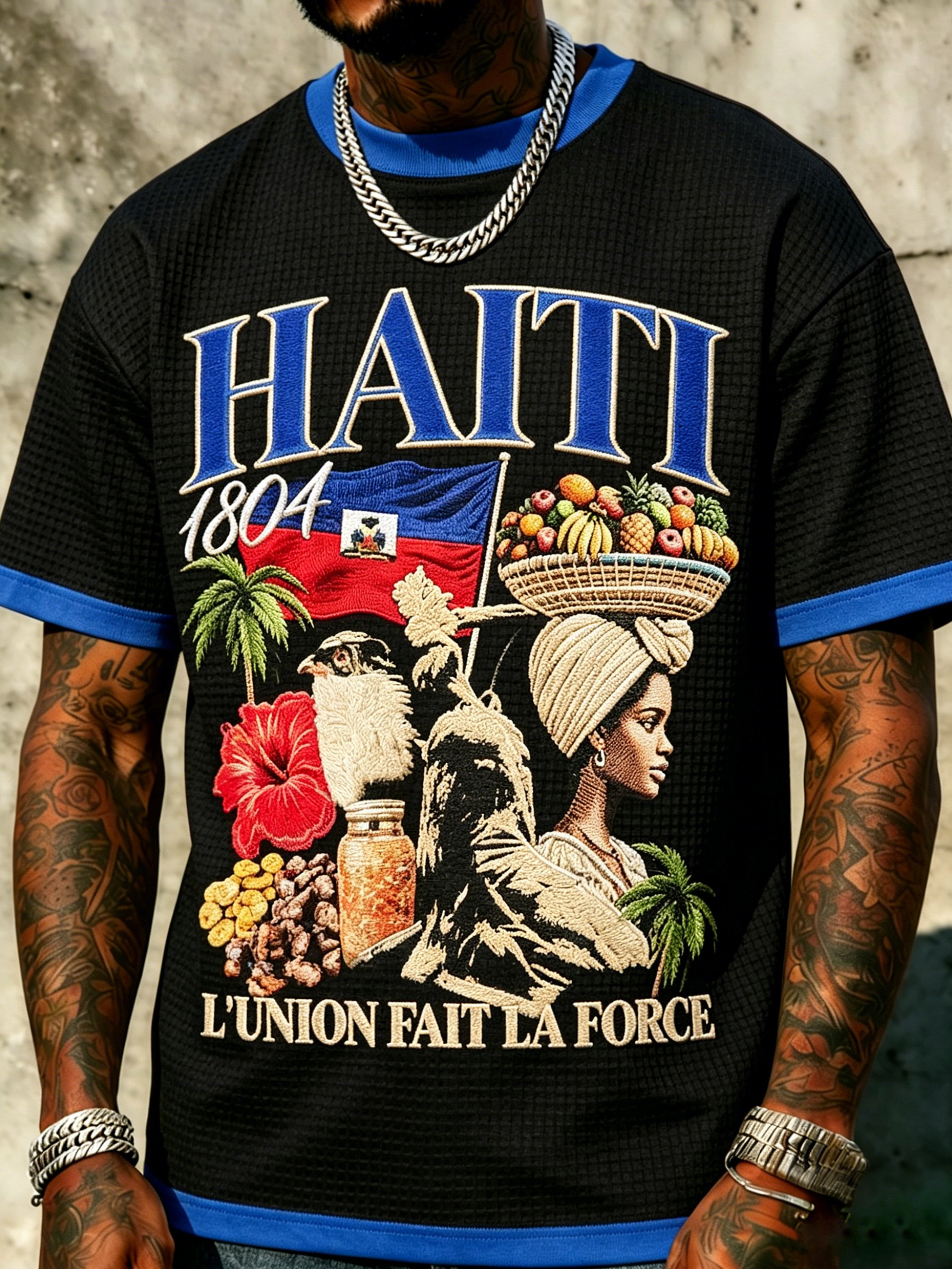 African-American Woman's Haiti Team Fan Printed Top