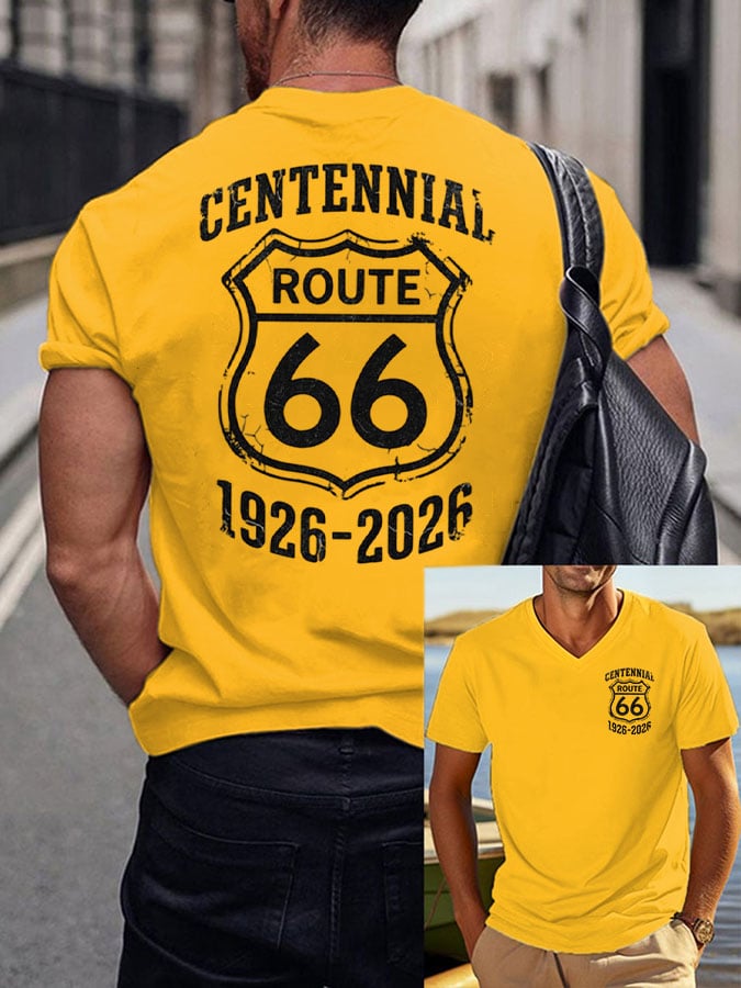Men's 66 100th Anniversary Print Round Neck T-shirt