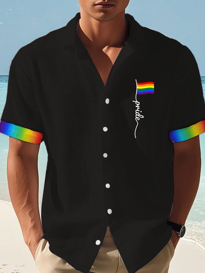 Men's Gay Pride Print Waffle Shirt