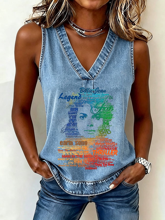 Women's Pop Music Inspired Printed  T-Shirt