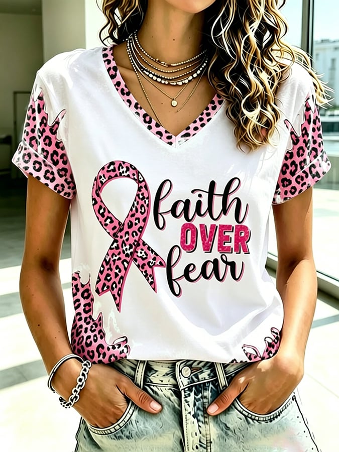 Women's Retro Breast Cancer Awareness Print Top