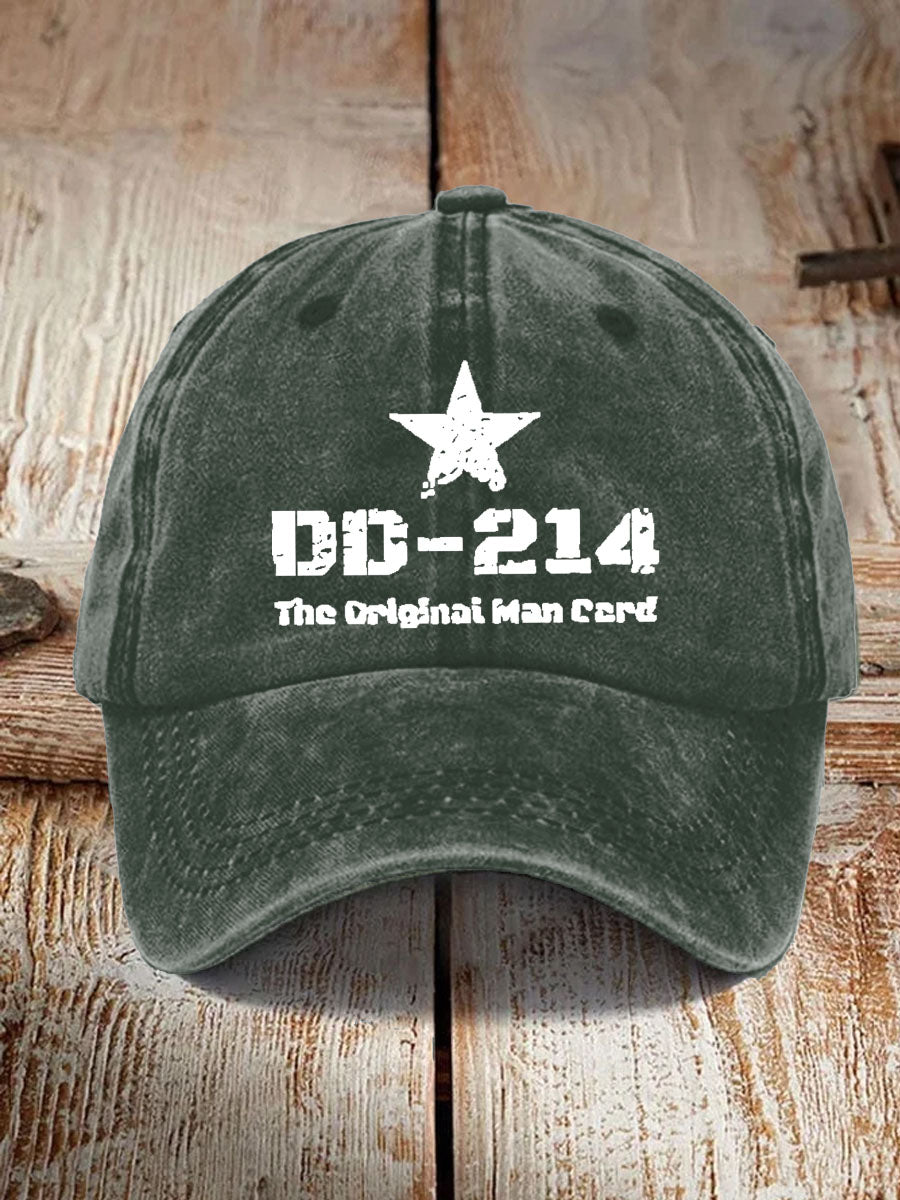 Men's DD-214 Star Print Washed And Distressed Hats