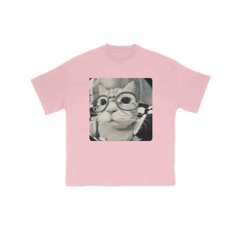Unisex 100% Cute Cat Staring At You Print T-shirt