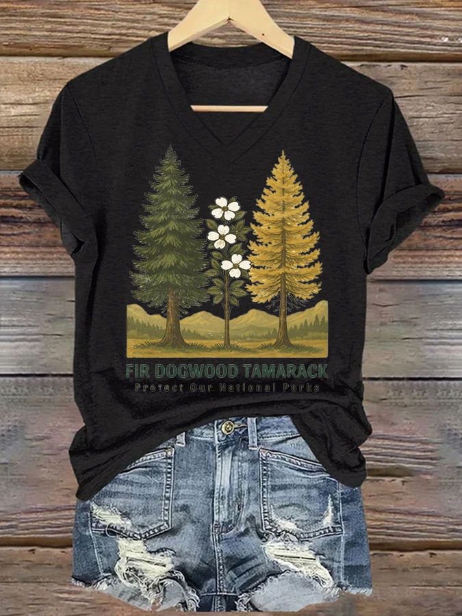 Women's National Park Print Casual T-Shirt