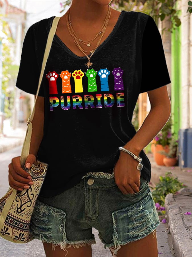 Women's LGBT Pride Rainbow Crew Neck Short Sleeve T-Shirt