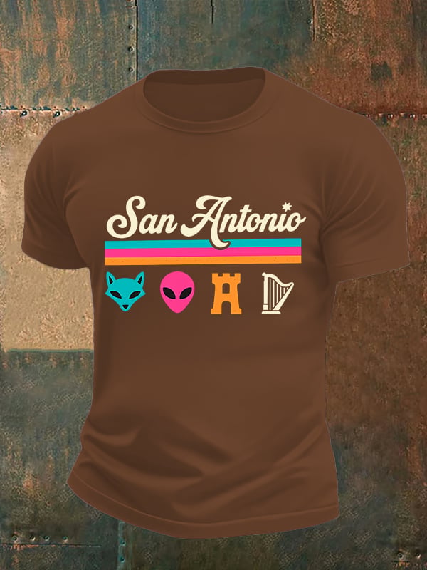 Men's San Print Round Neck T-shirt